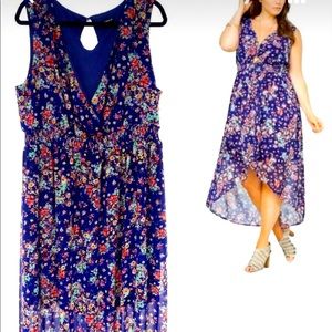TORRID Purple Floral High-Low Dress sz 1